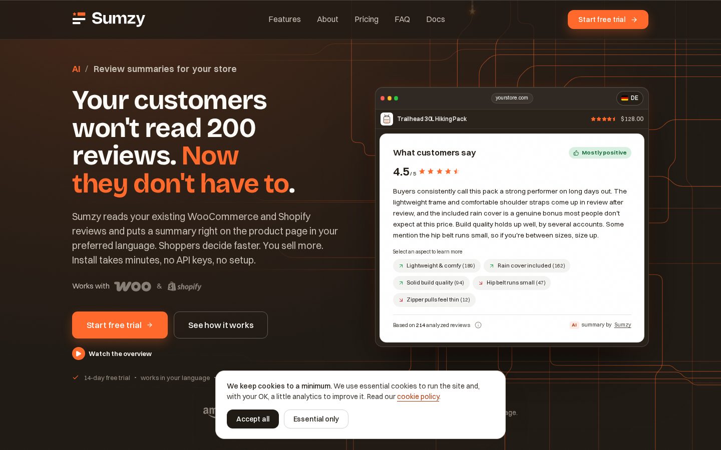 Sumzy Homepage