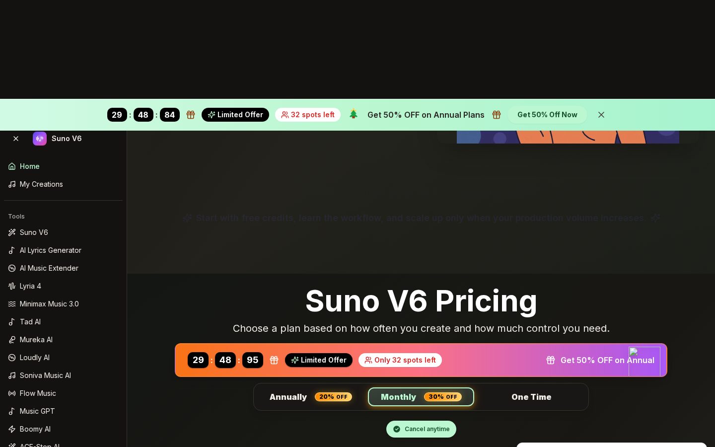 Suno V6 Pricing