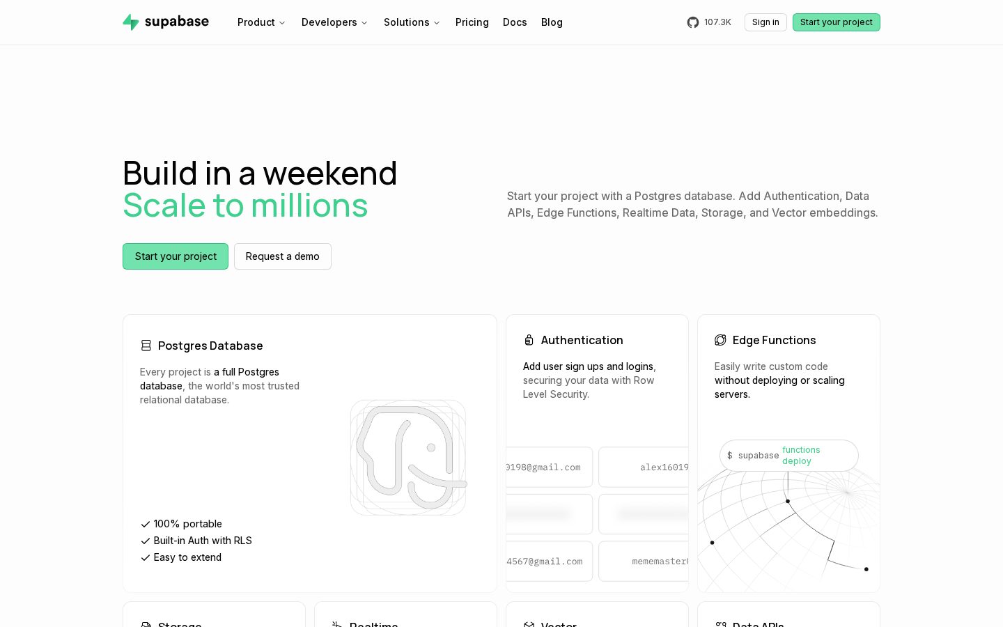 Supabase Homepage