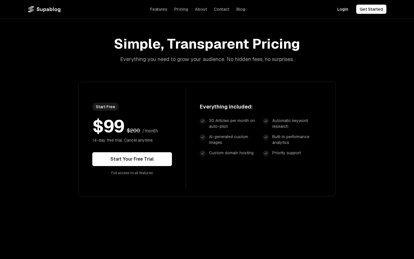 Supablog Pricing
