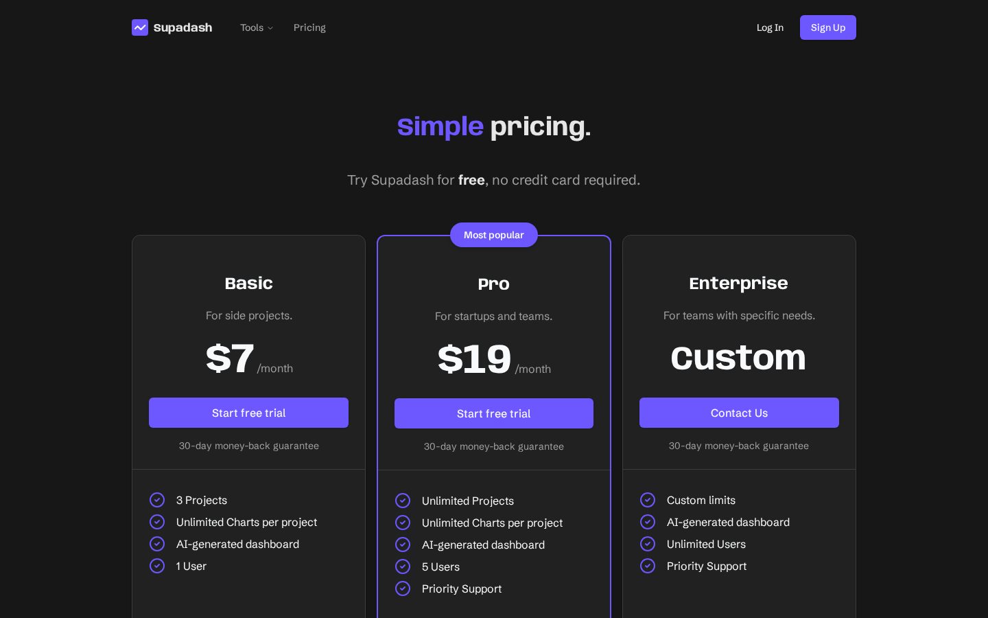 Supadash Pricing