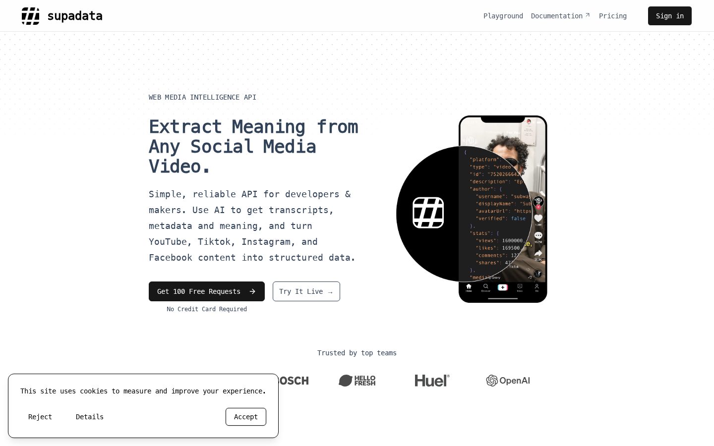 Supadata Homepage