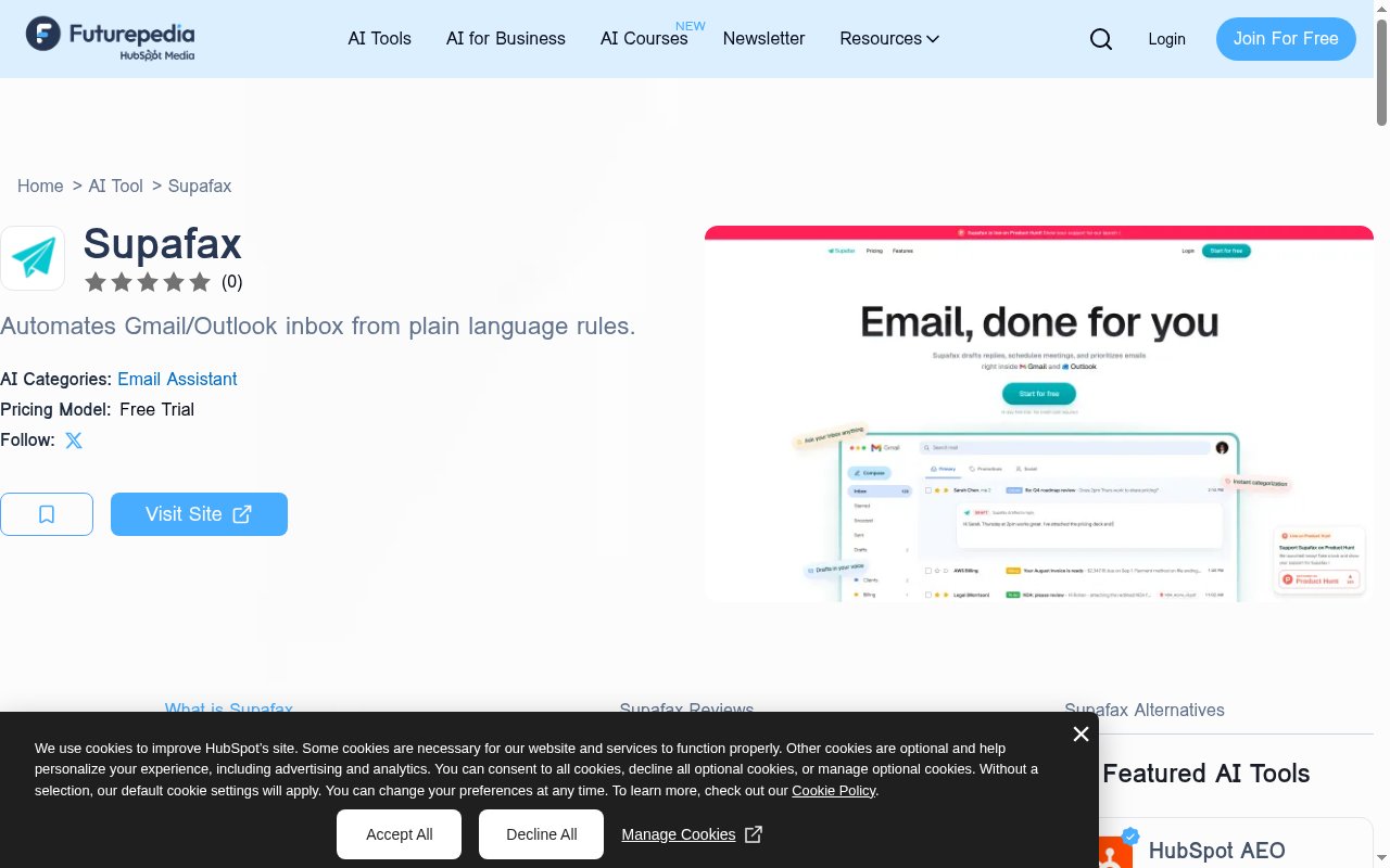 Supafax AI Reviews homepage