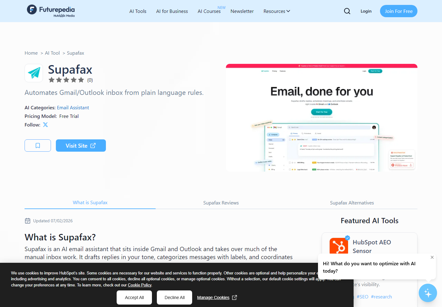 Supafax AI Reviews homepage