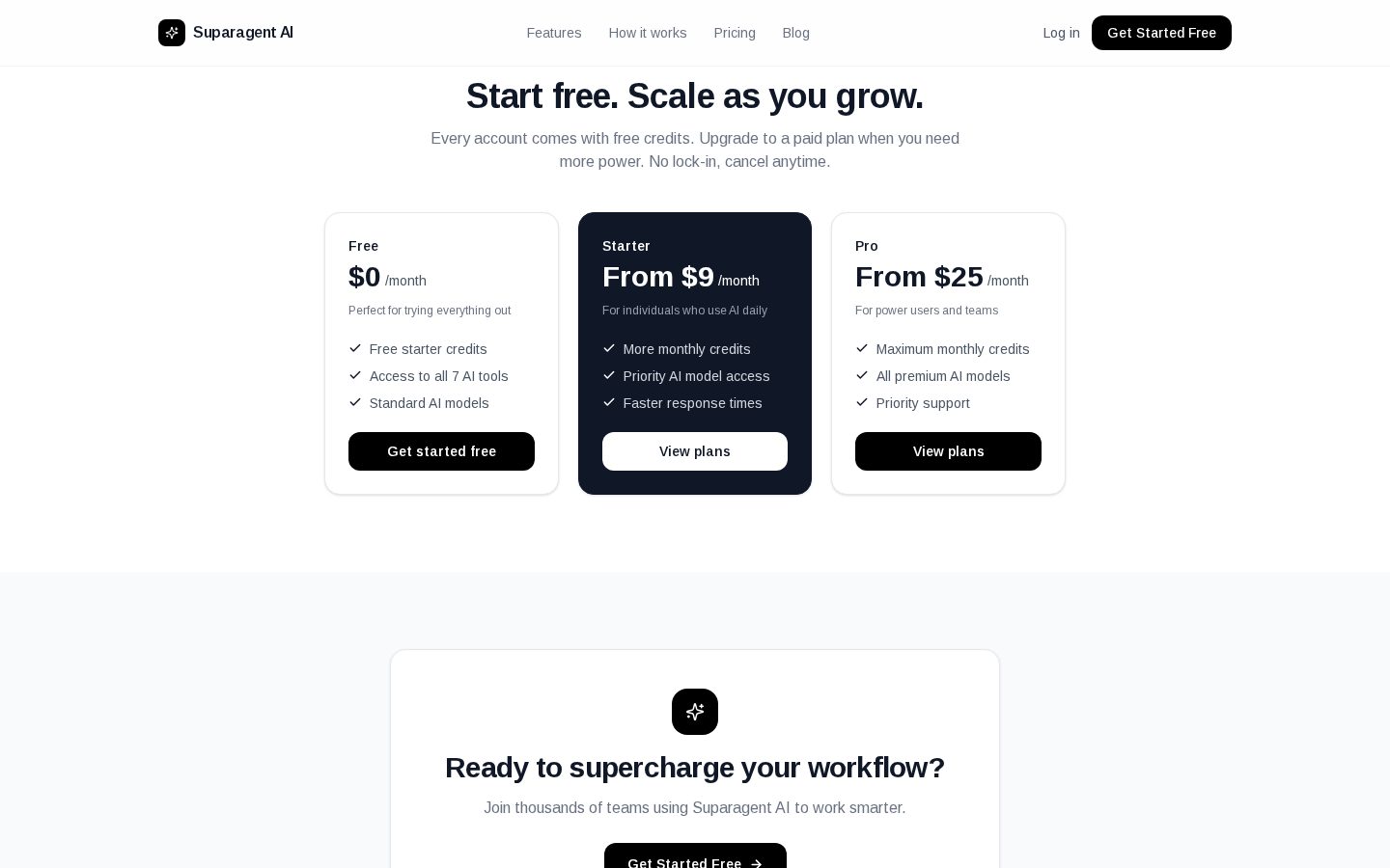 Suparagent AI Pricing