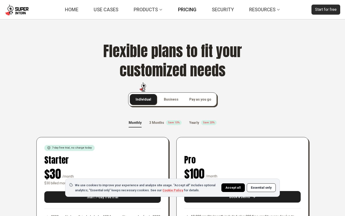 Super Intern Pricing
