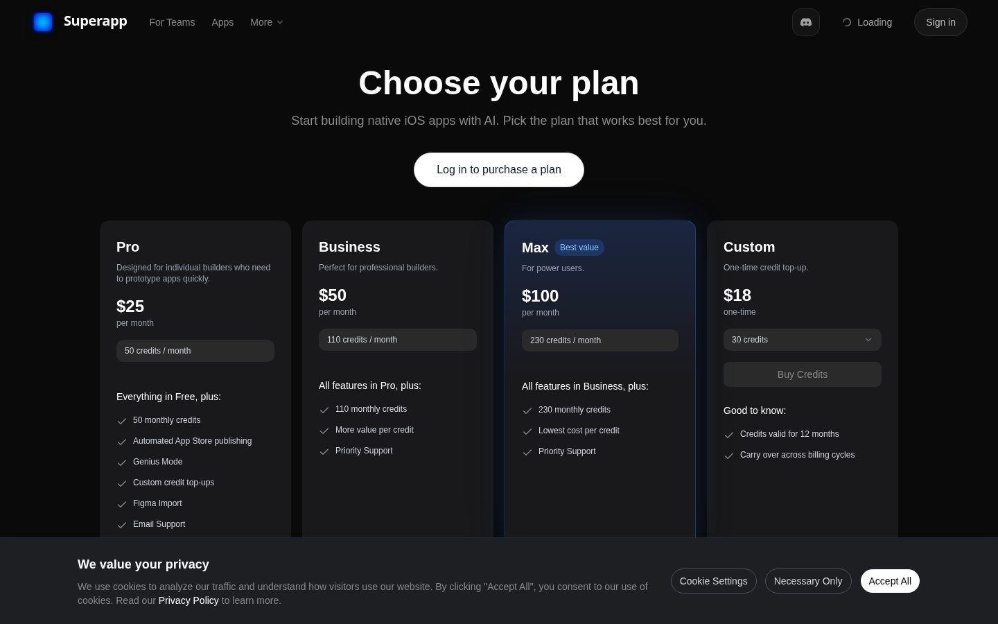 Superapp Pricing