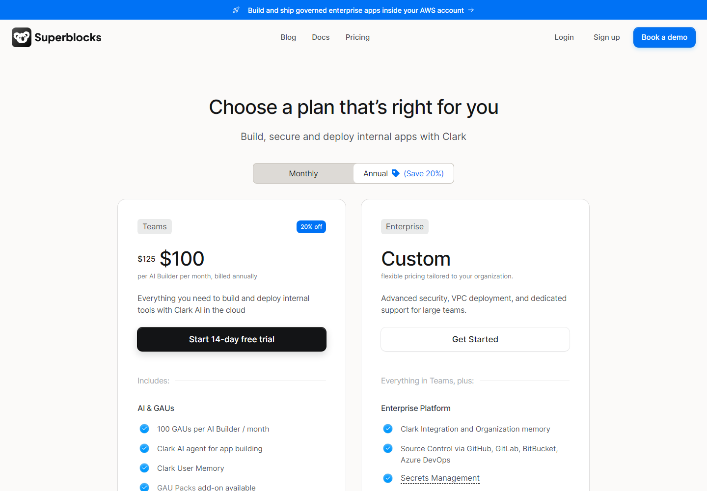 Superblocks pricing