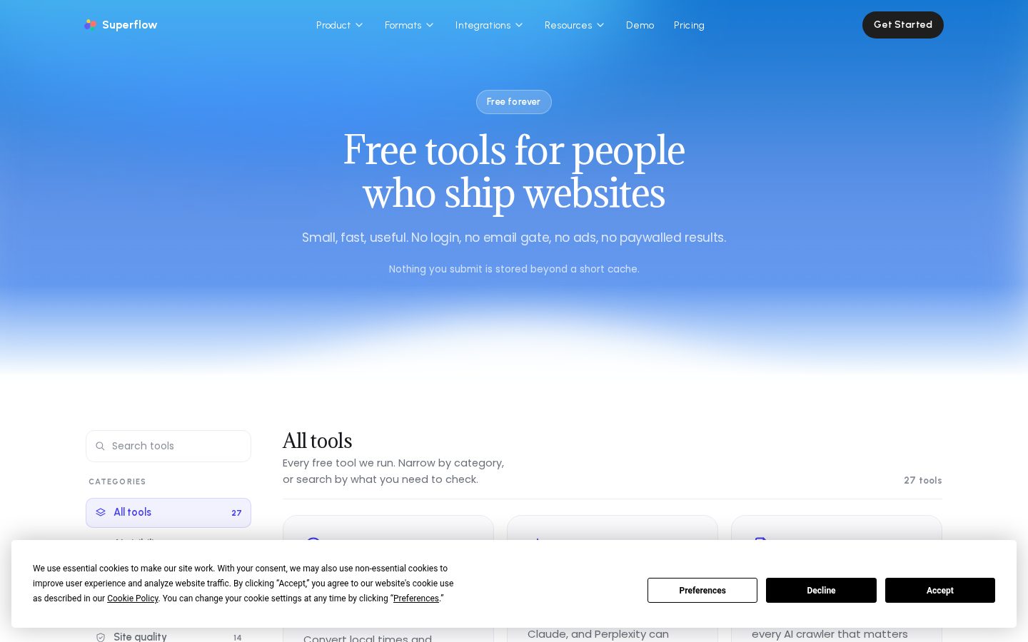Superflow Free Tools Homepage