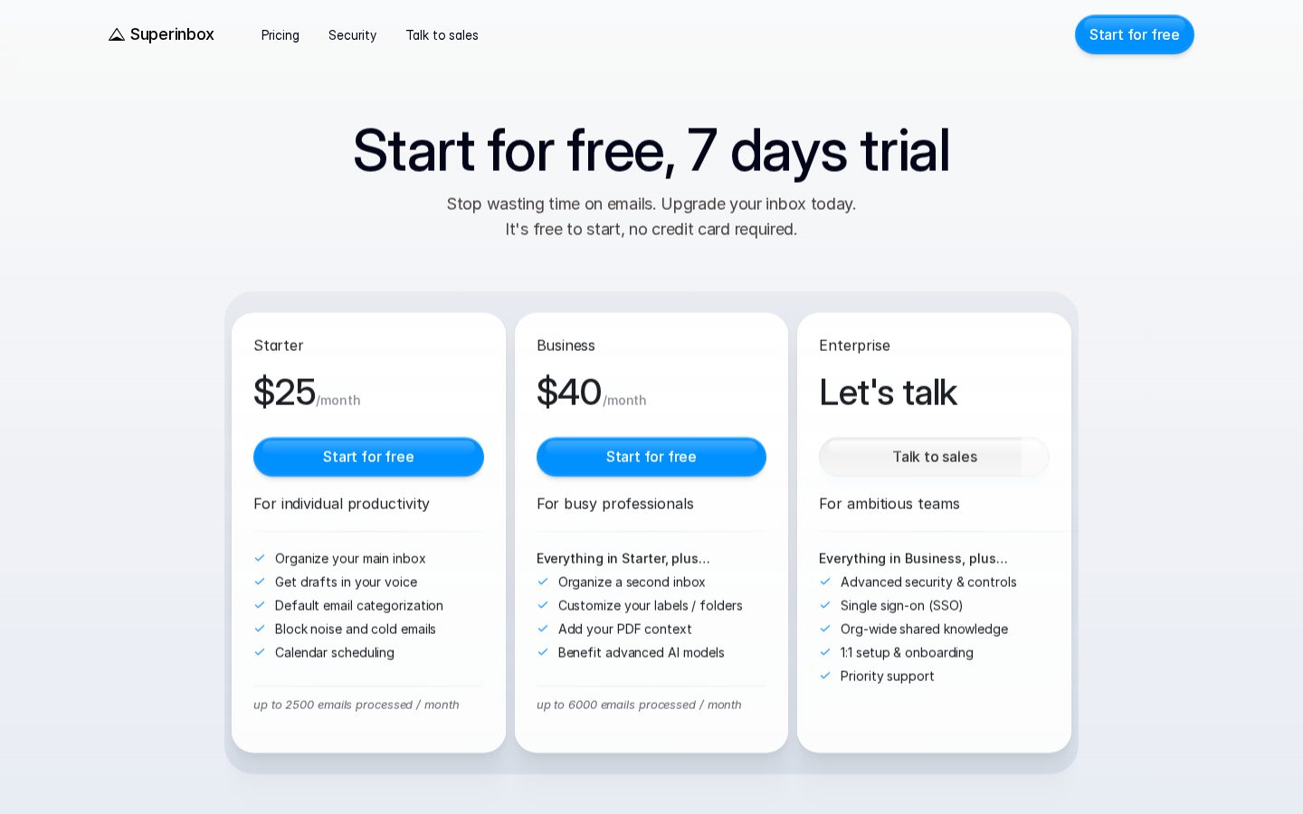 Superinbox Pricing