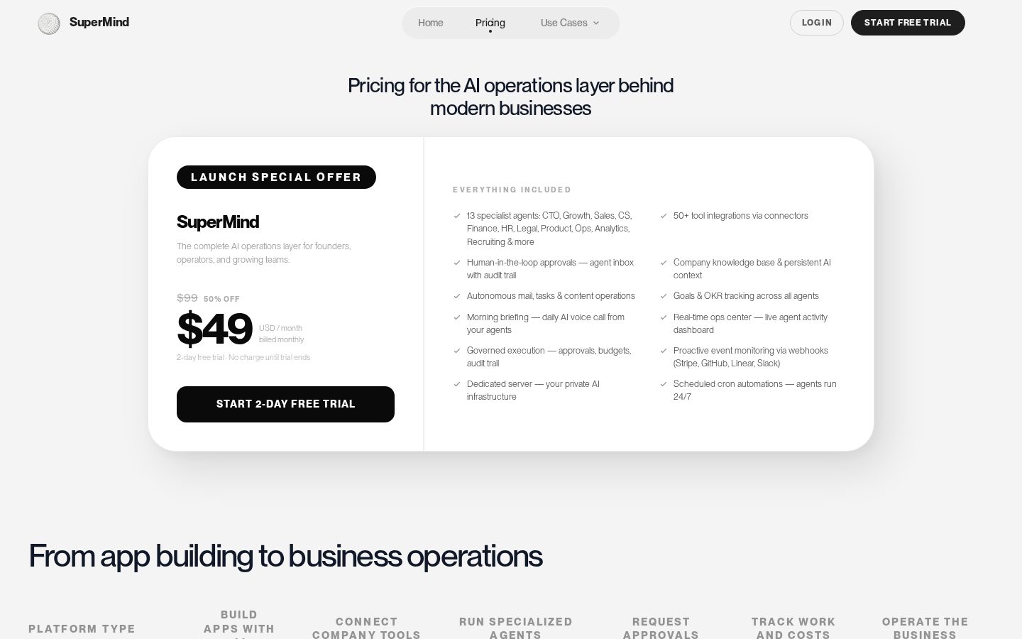 SuperMind Pricing