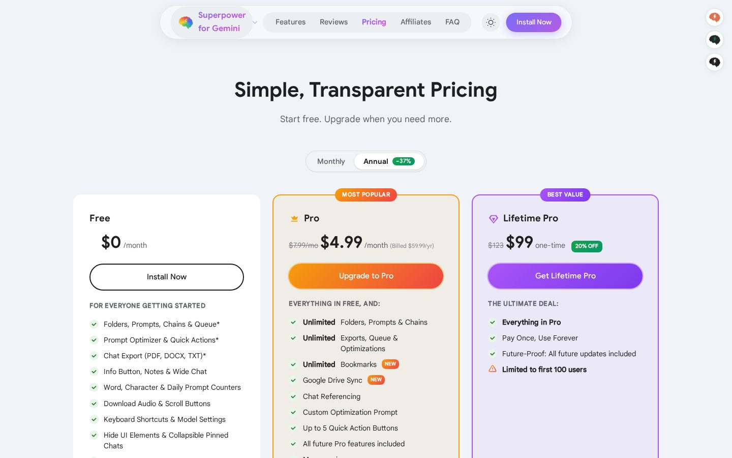 Superpower for Gemini Pricing
