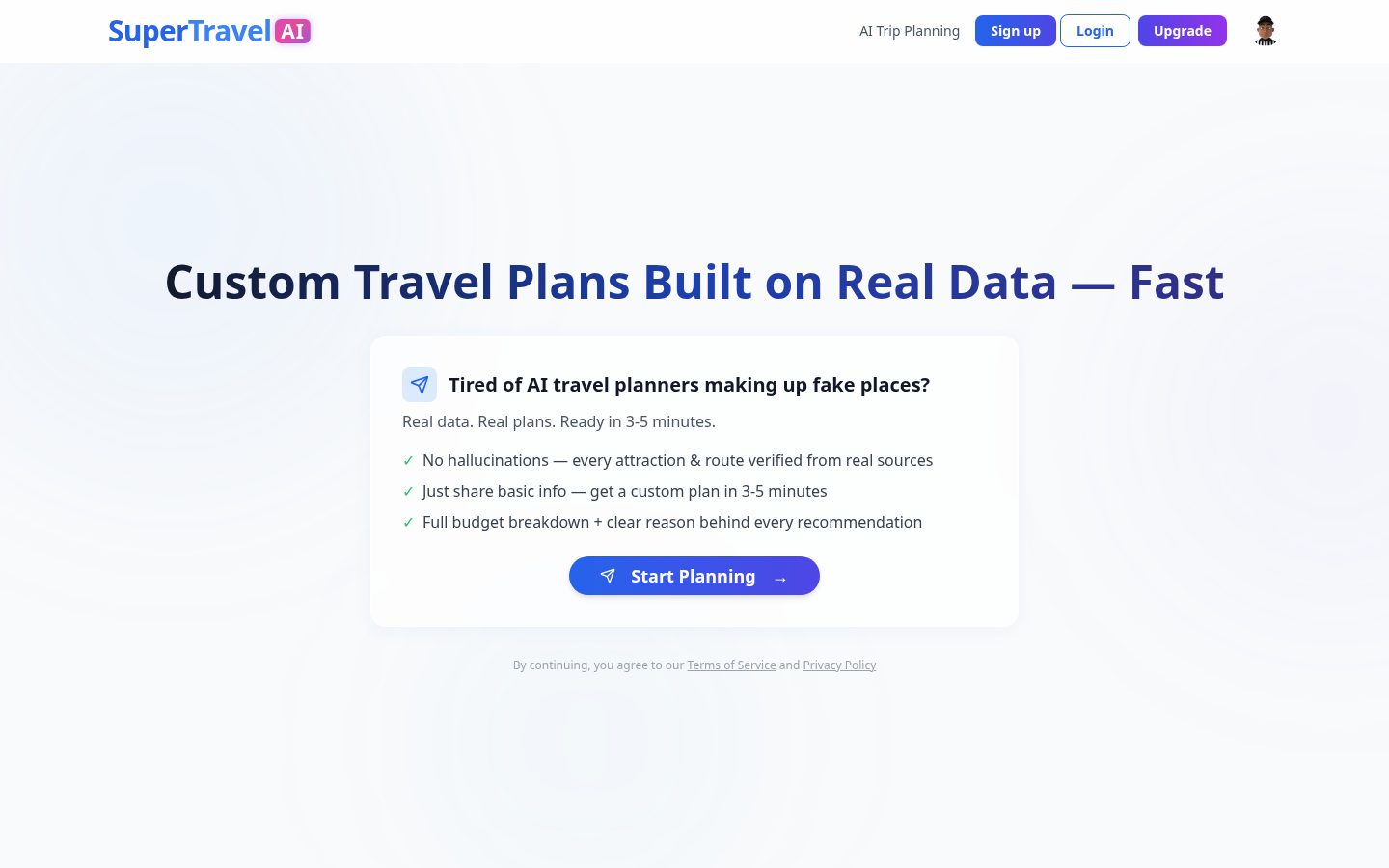 SuperTravel Homepage