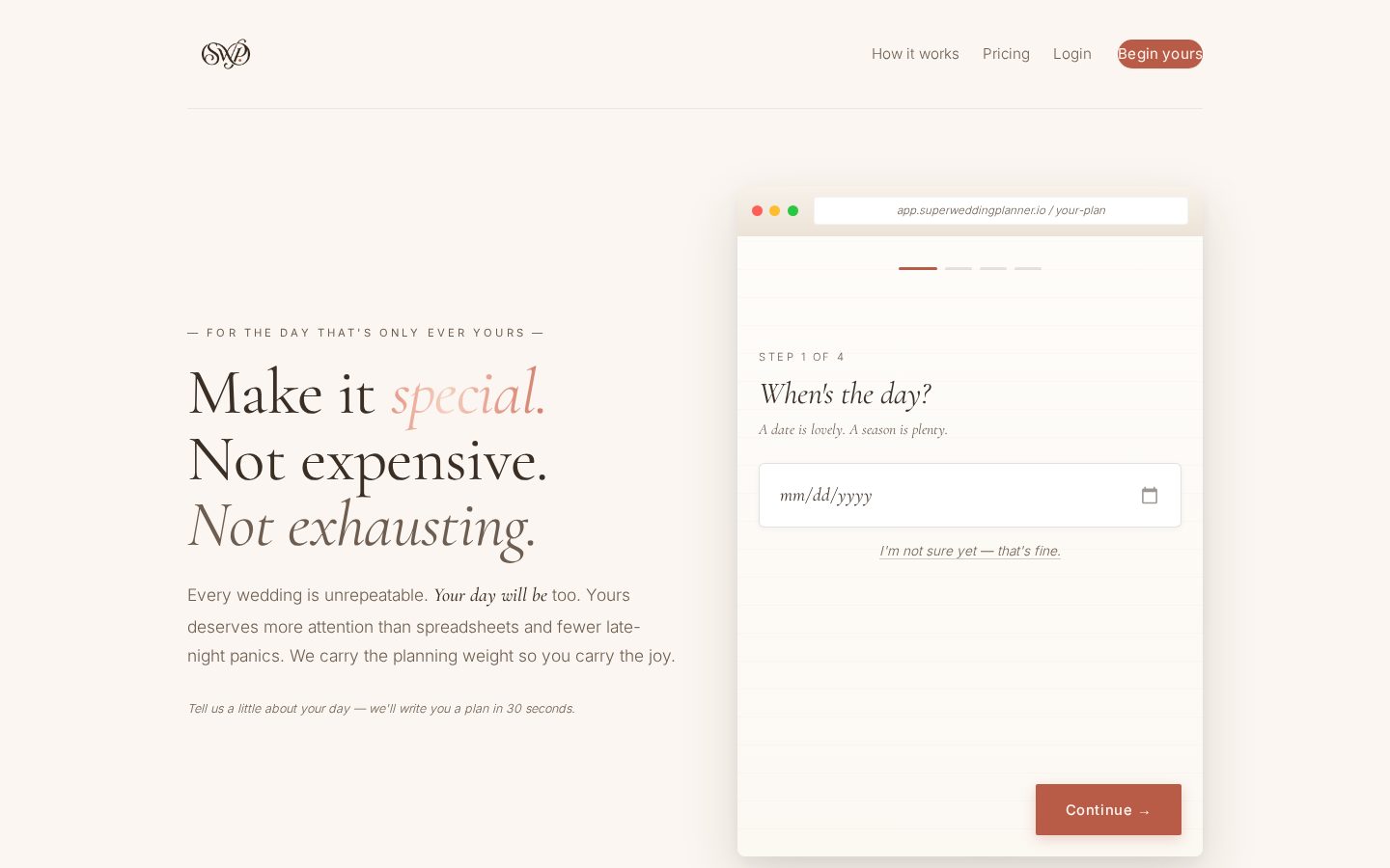 SuperWeddingPlanner Homepage