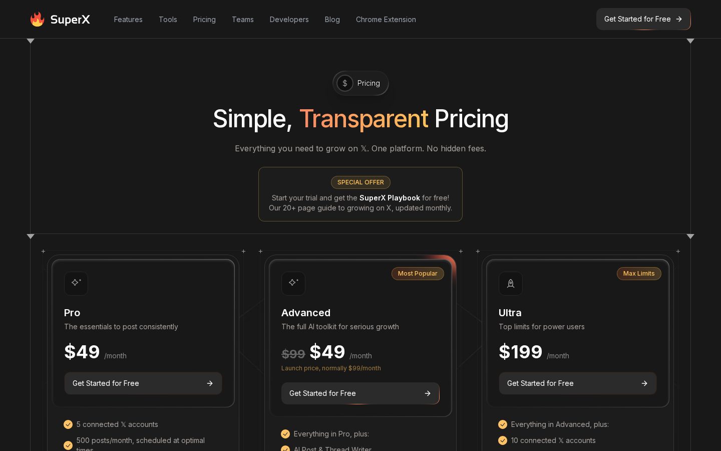 SuperX Pricing