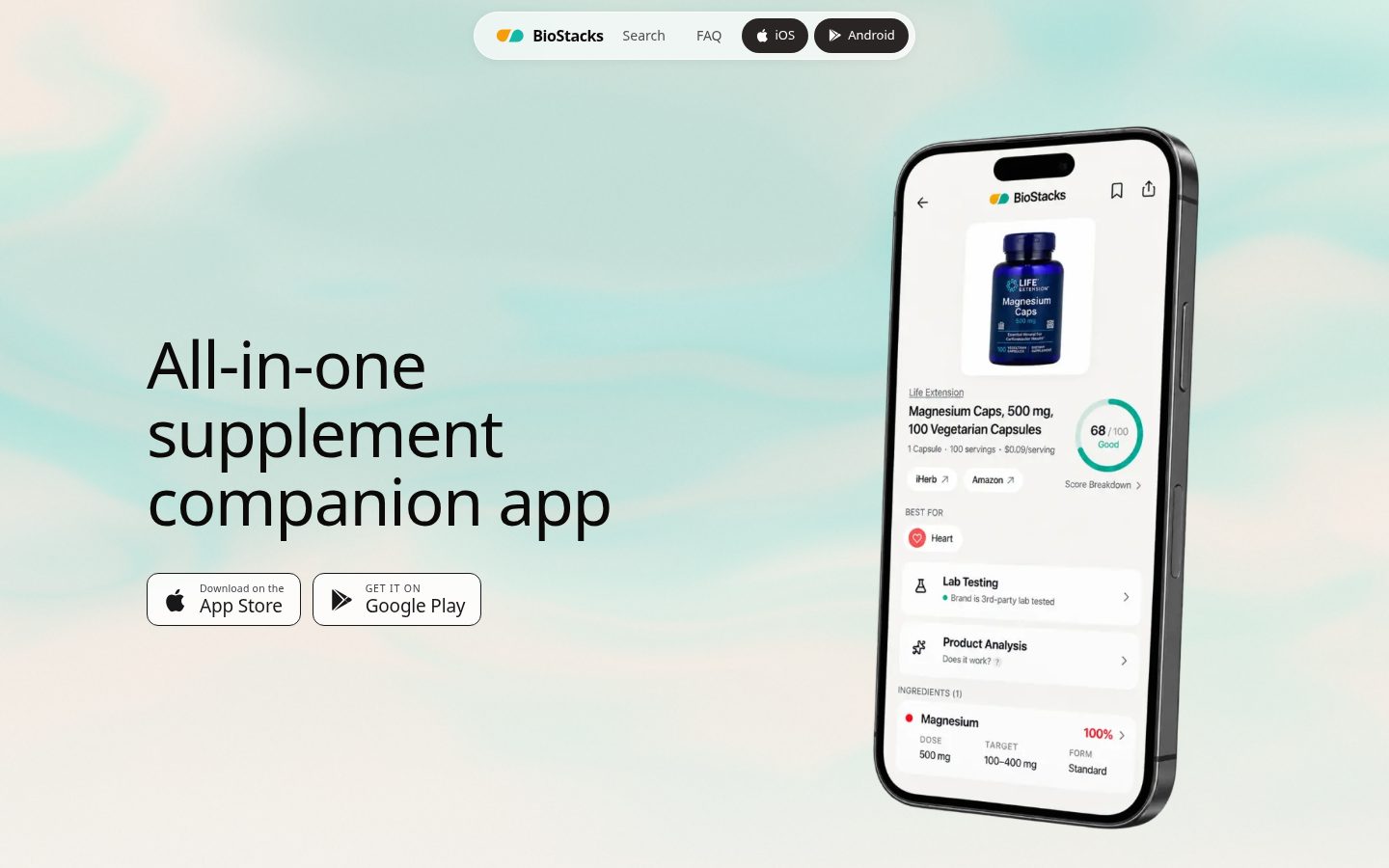 Supplement Scanner Homepage