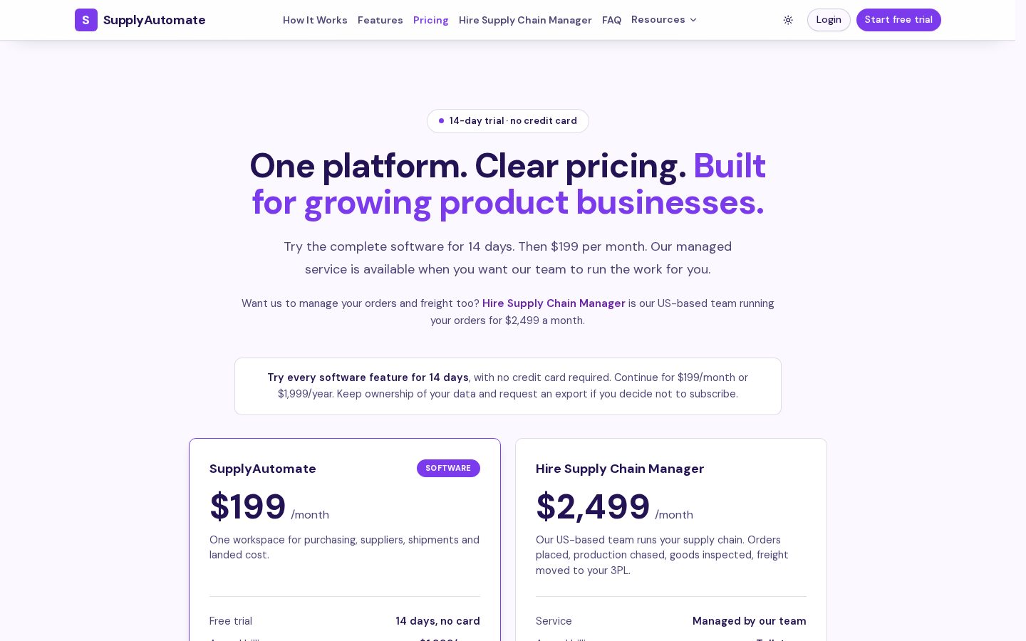 SupplyAutomate Pricing