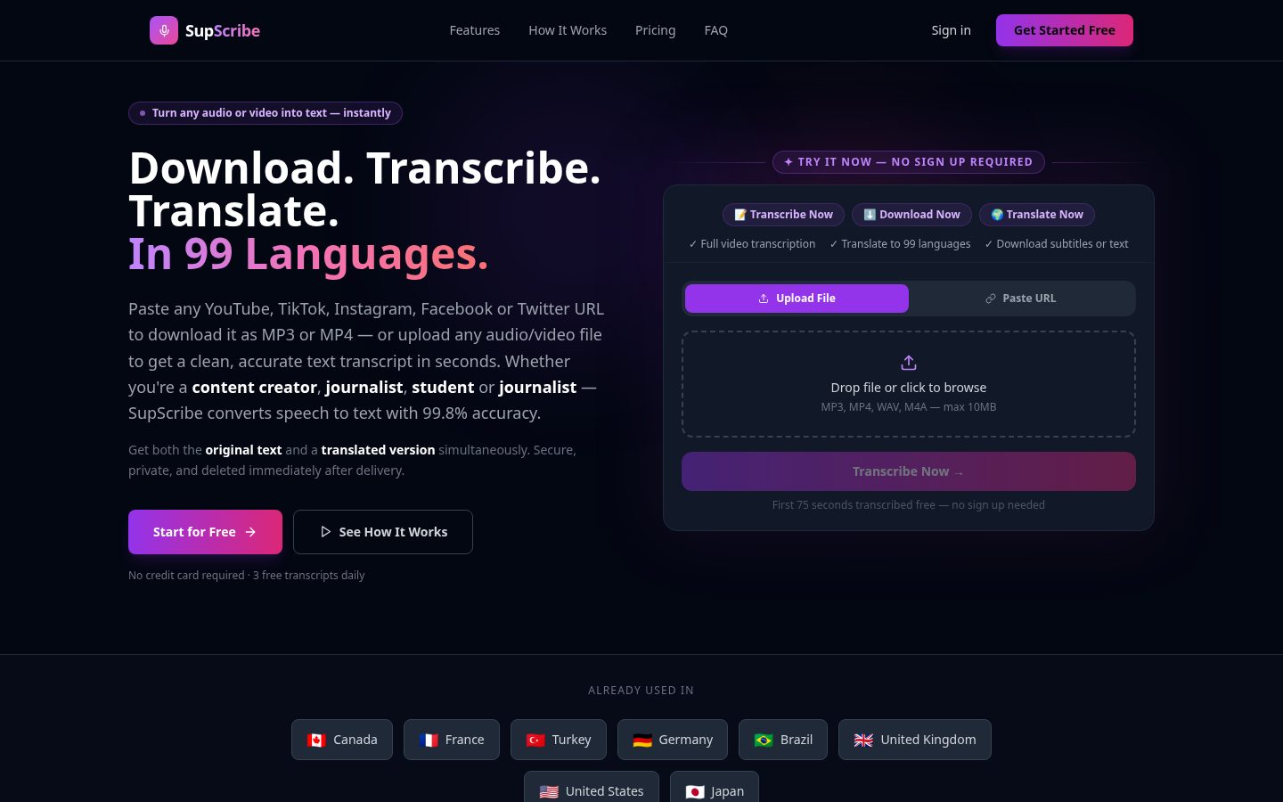 SupScribe Homepage