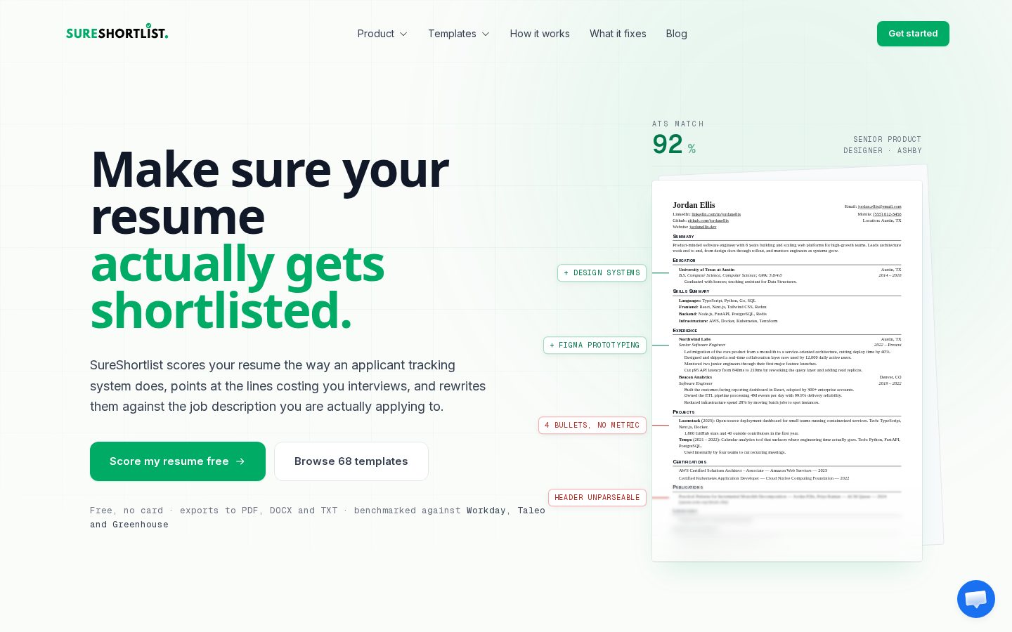SureShortlist Homepage