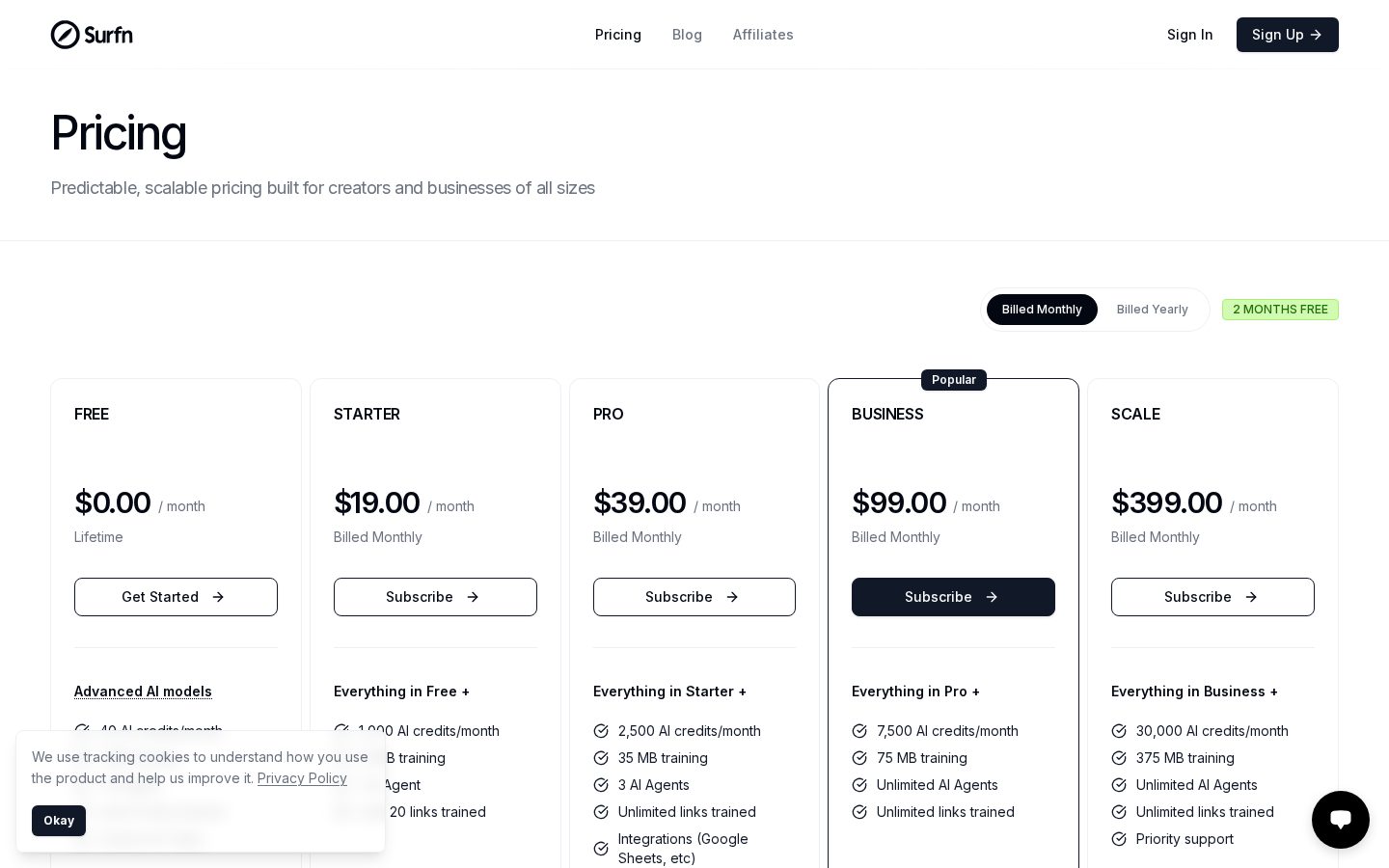Surfn Pricing