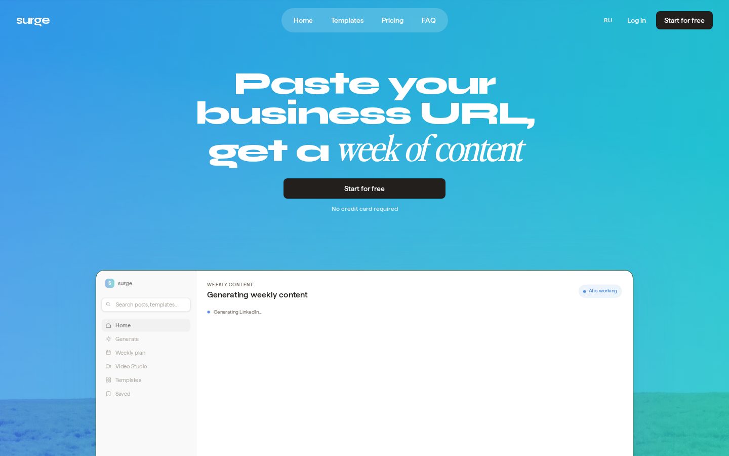 Surge Homepage