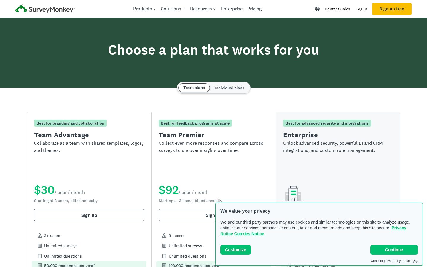 SurveyMonkey Pricing