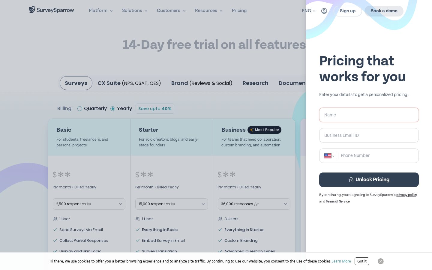 SurveySparrow Pricing