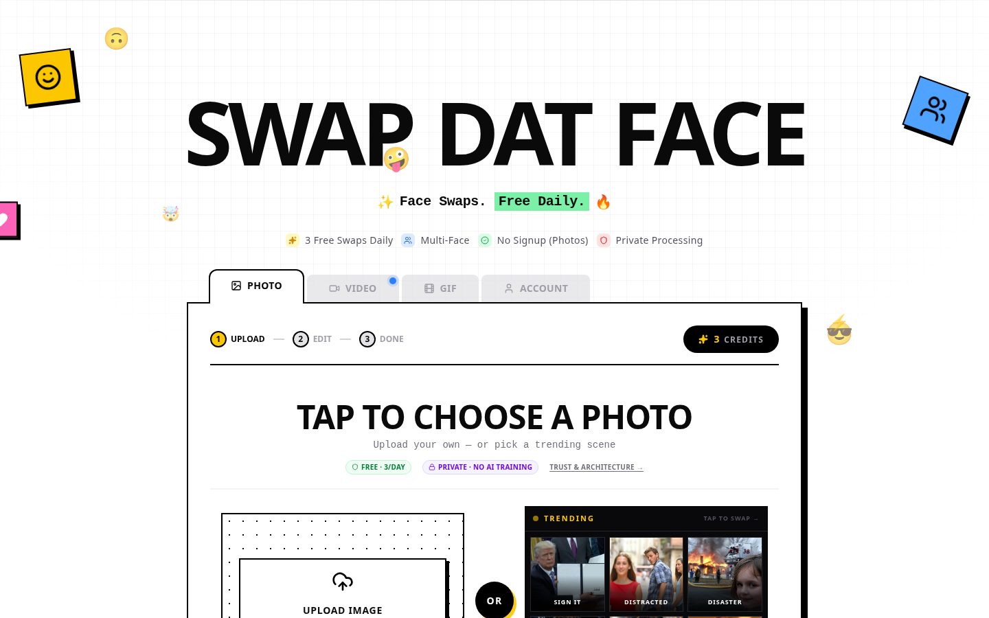 Swap Dat Face Homepage