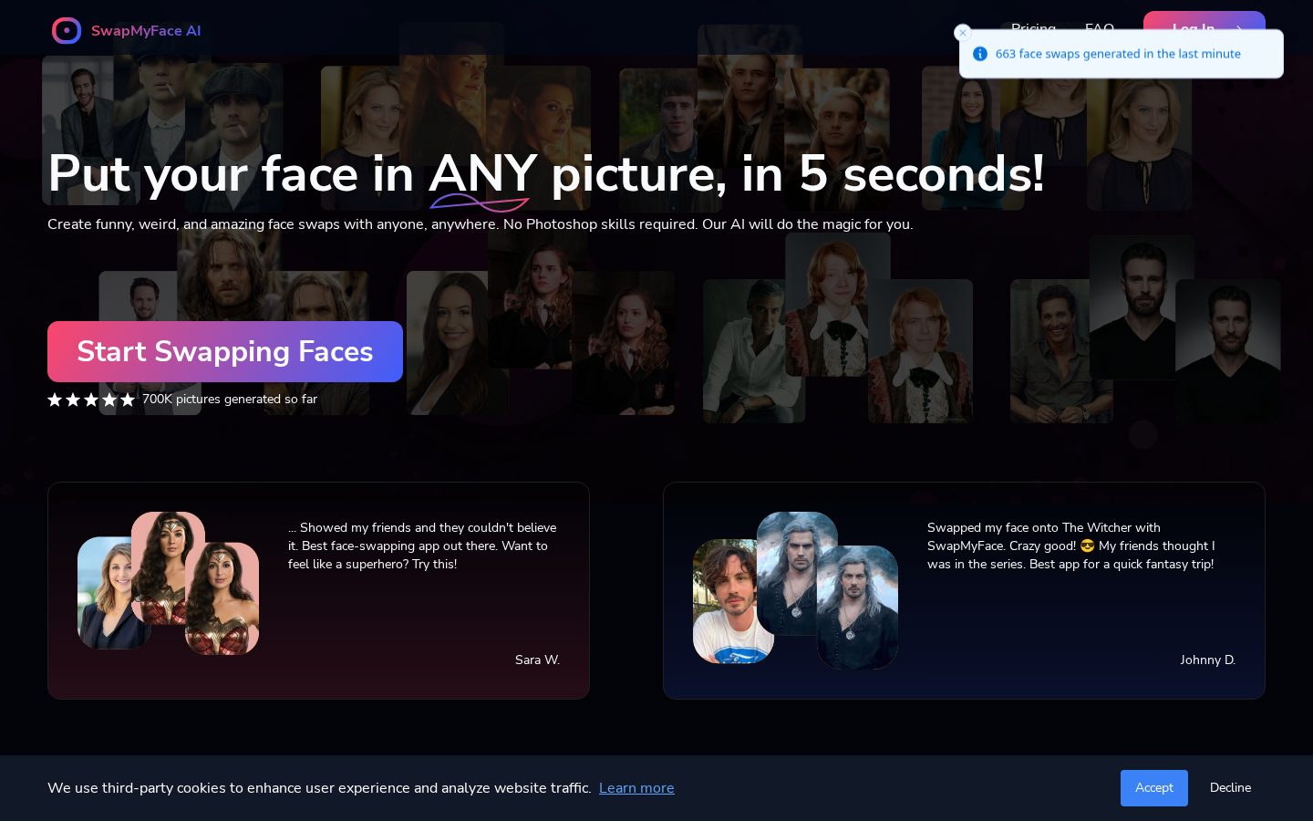 SwapMyFace Homepage