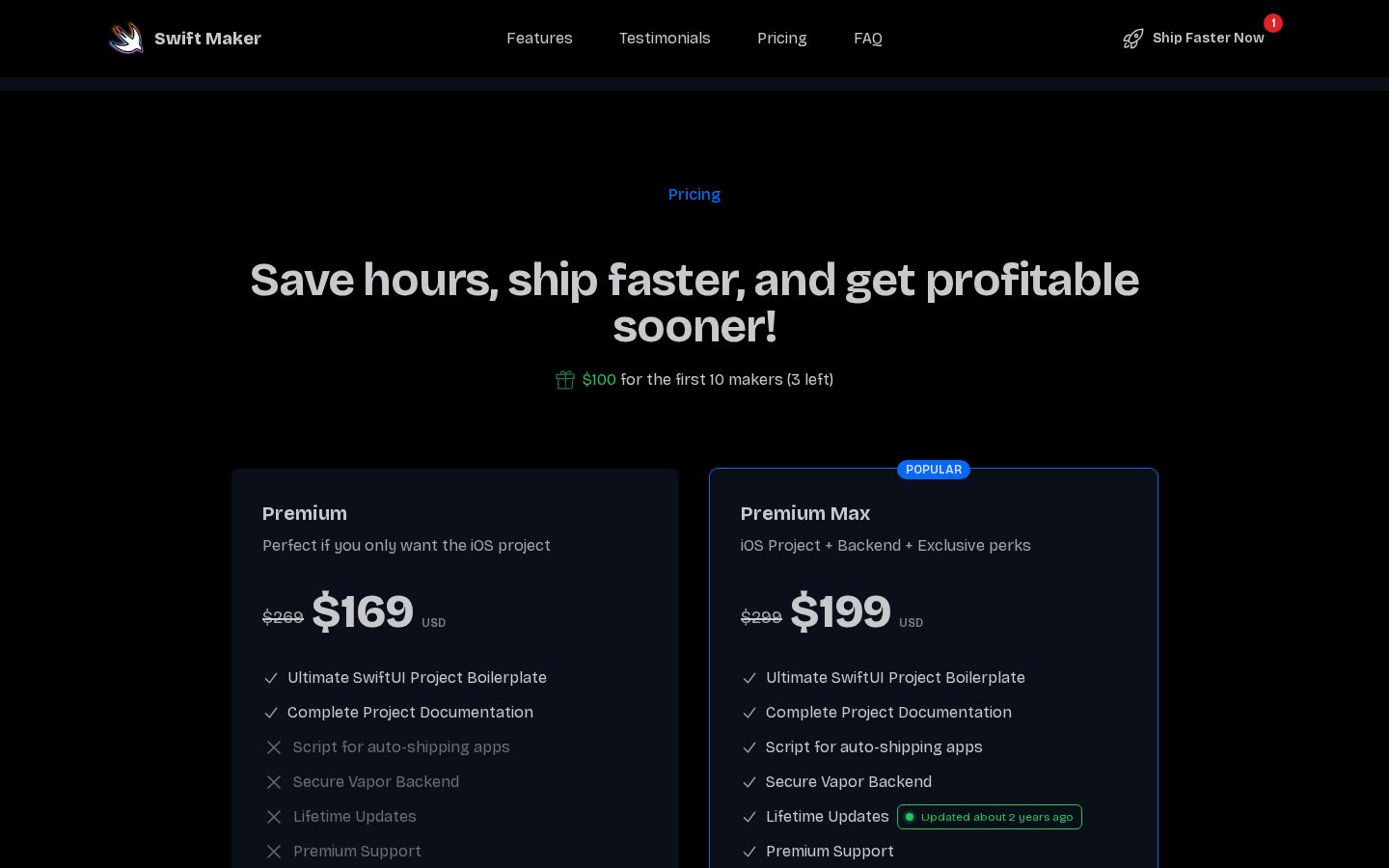Swift Maker Pricing