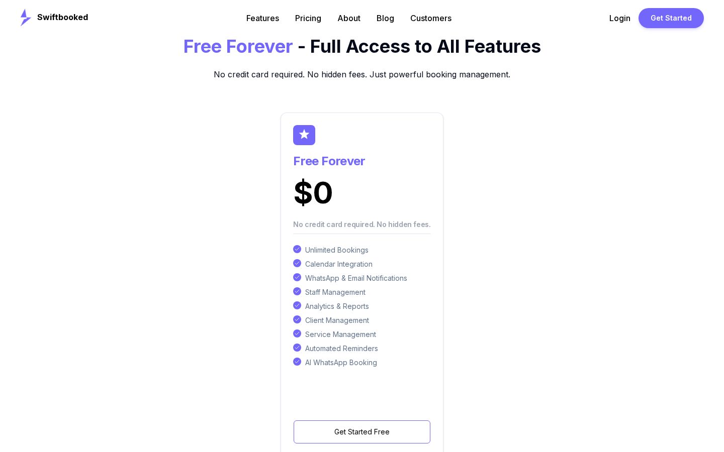 Swiftbooked Pricing