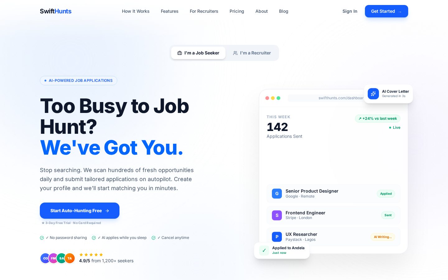 SwiftHunt Homepage