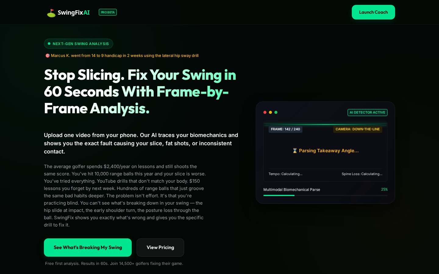 SwingFix AI Homepage