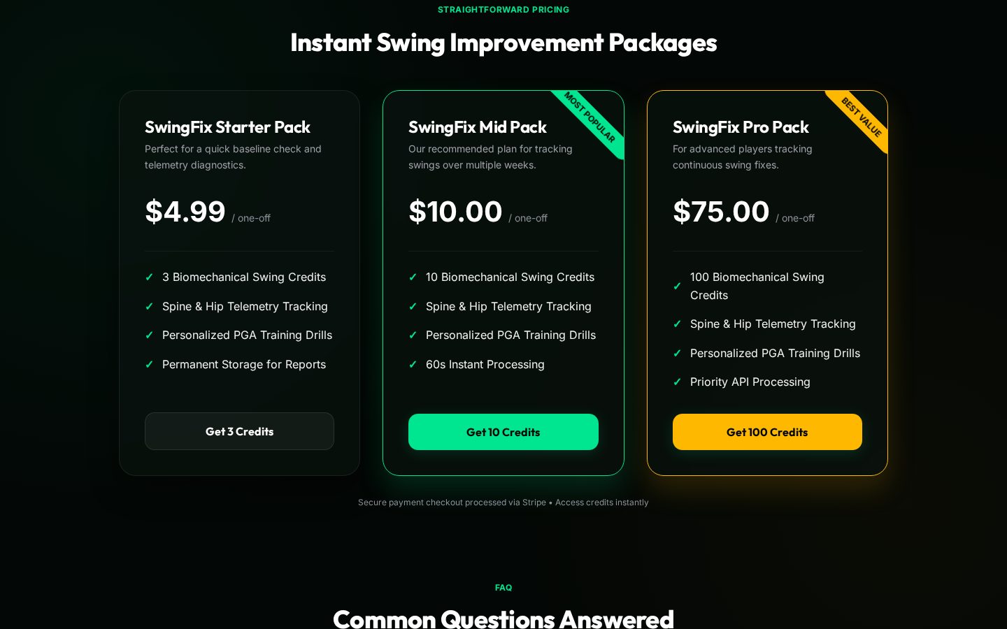 SwingFix AI Pricing