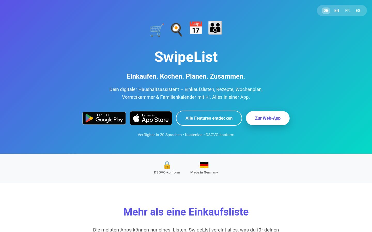 SwipeList Homepage