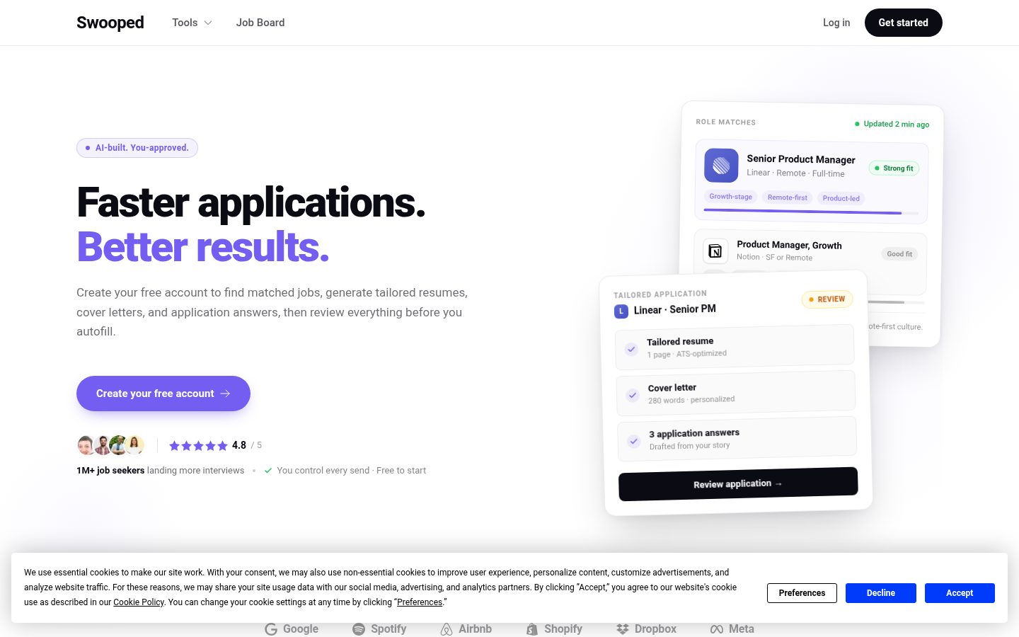 Swooped Homepage