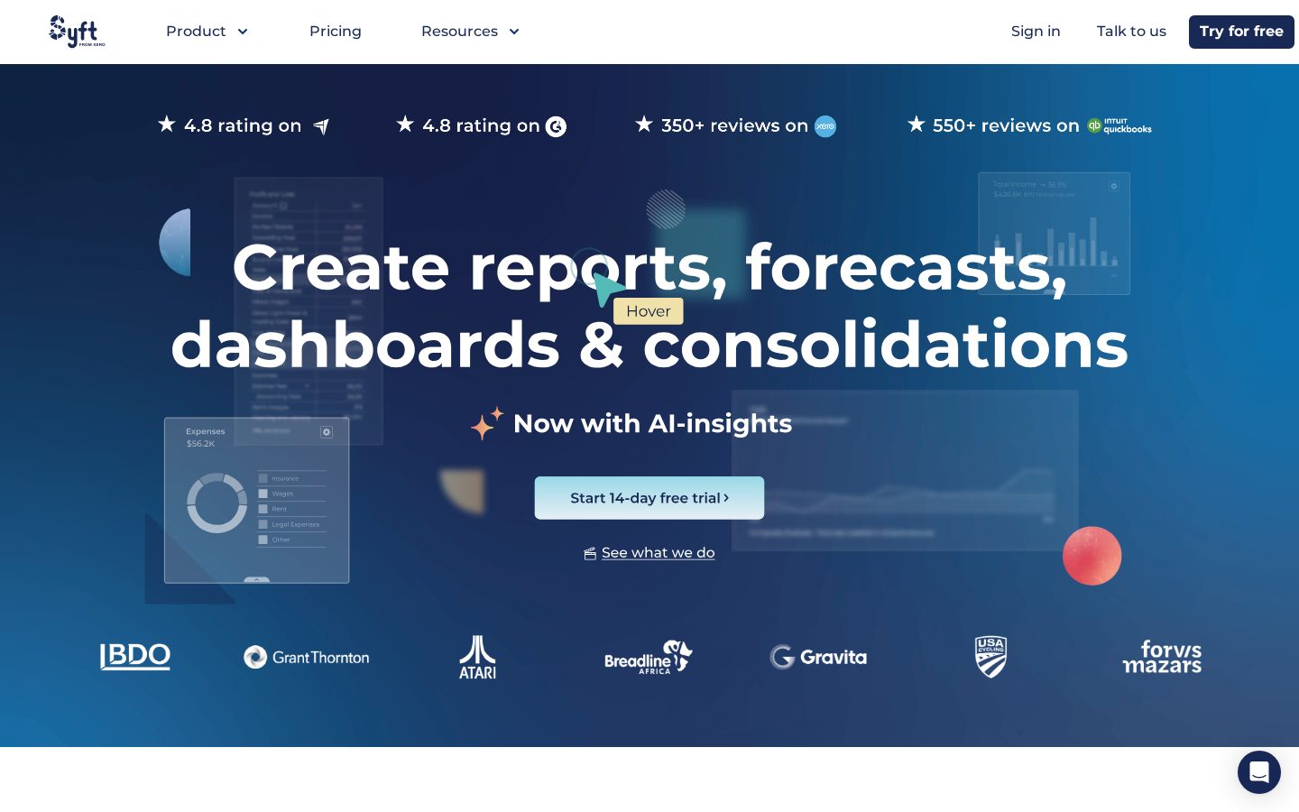 Syft Analytics Homepage