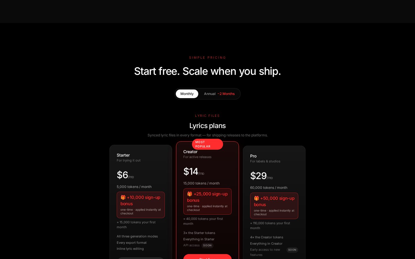 Syllary Pricing