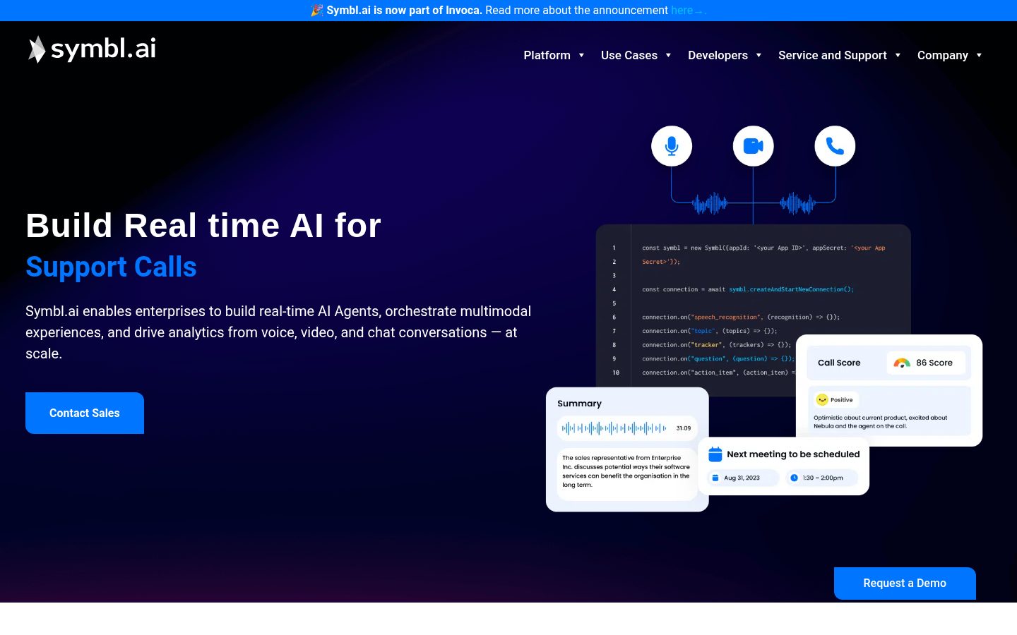 Symbl.ai Homepage