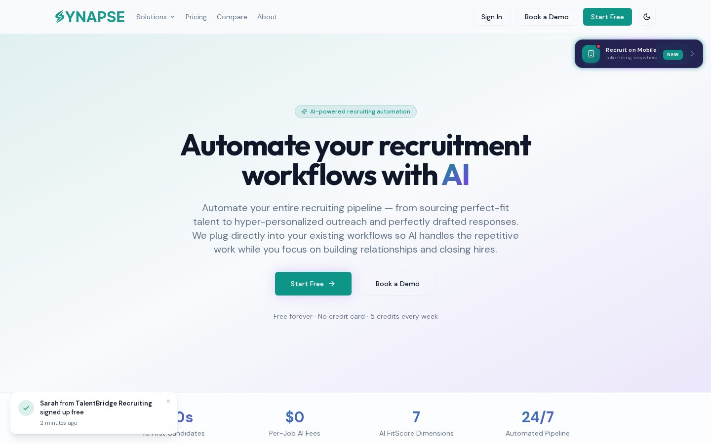 Synapse Hire Homepage