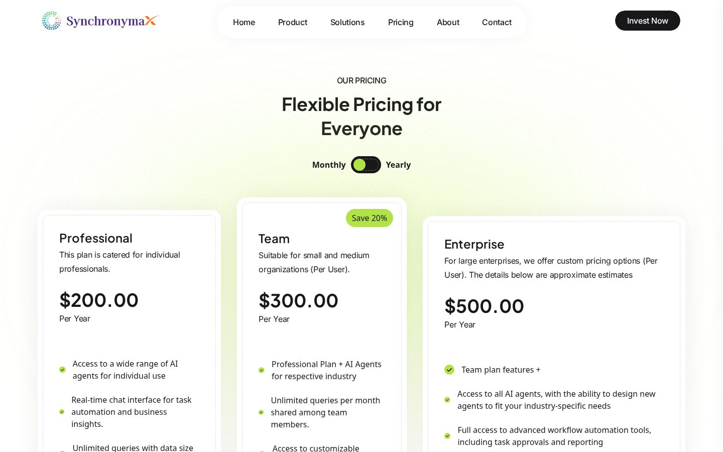 Synchronymax Pricing