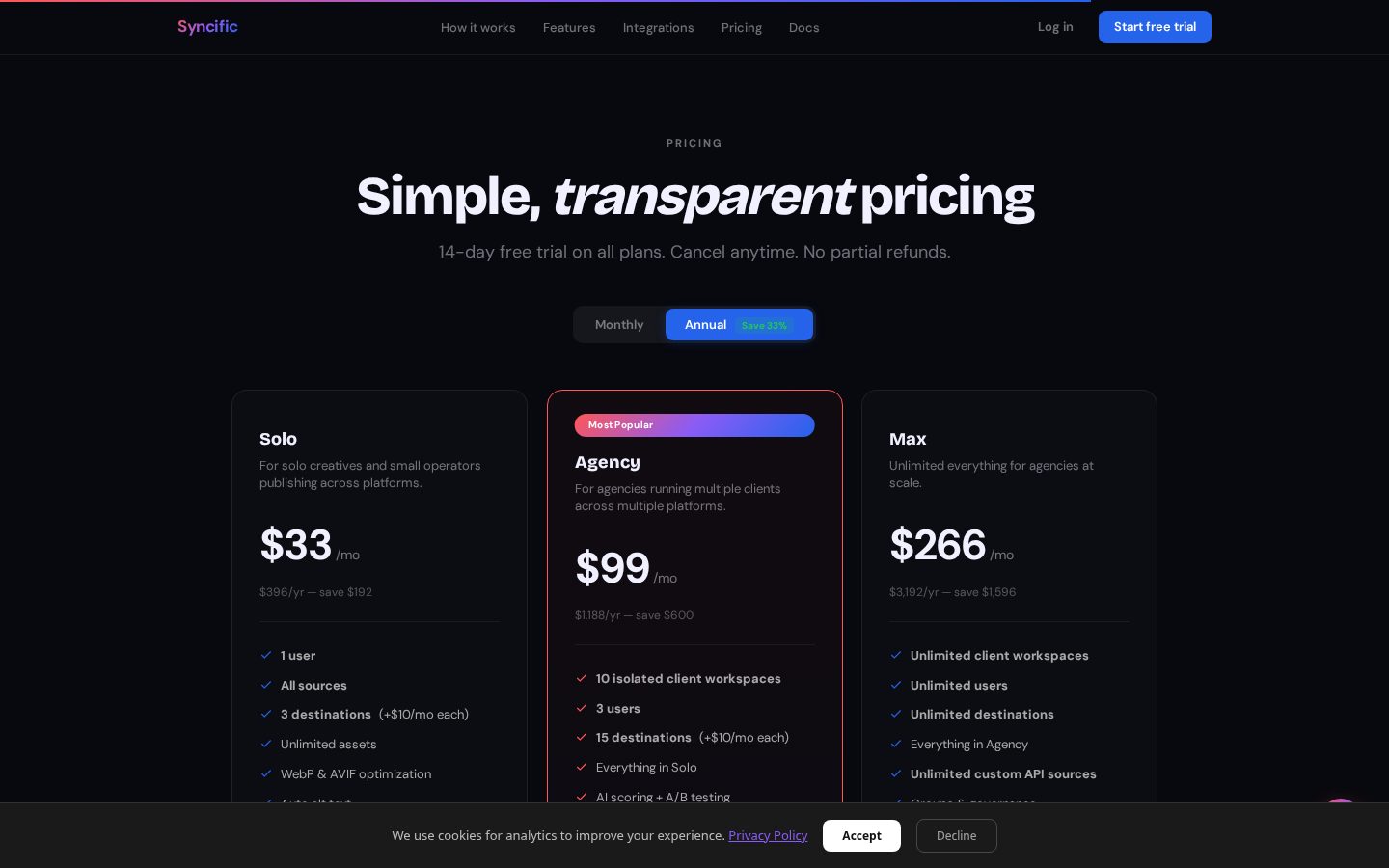 Syncific Pricing