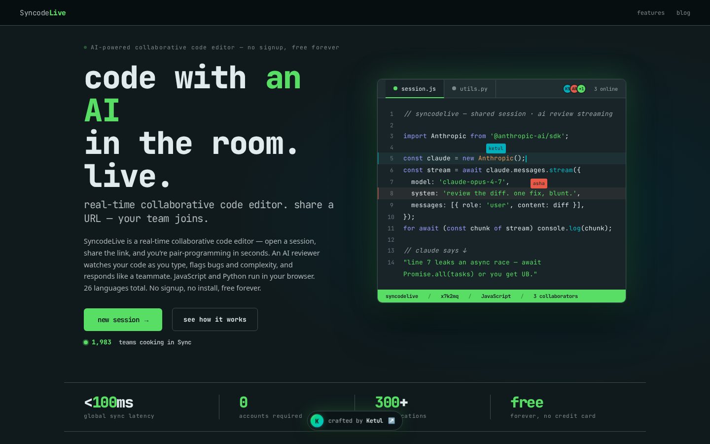 SyncodeLive Homepage