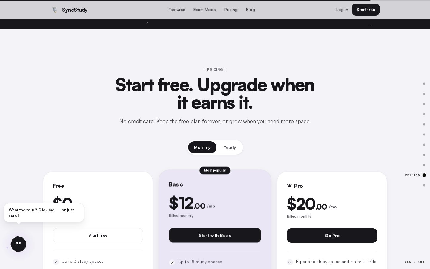 SyncStudy Pricing