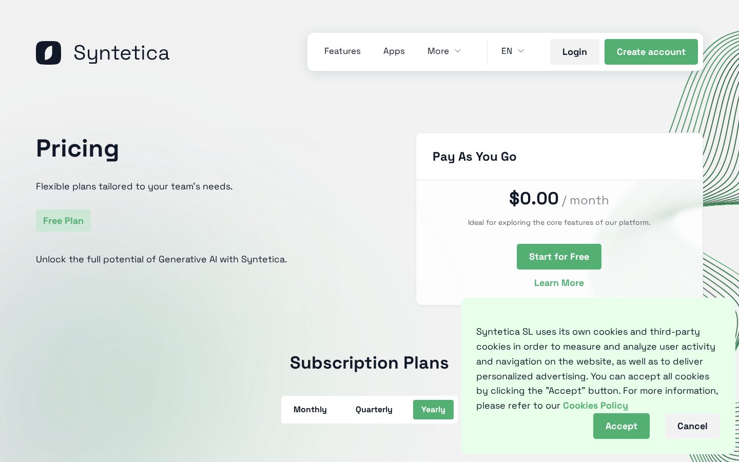 Syntetica Pricing