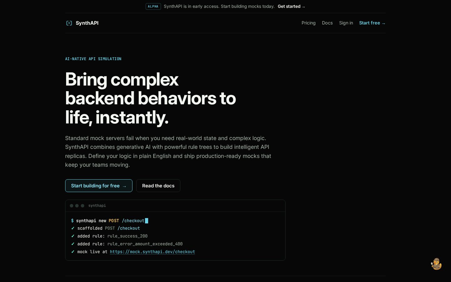 SynthAPI Homepage