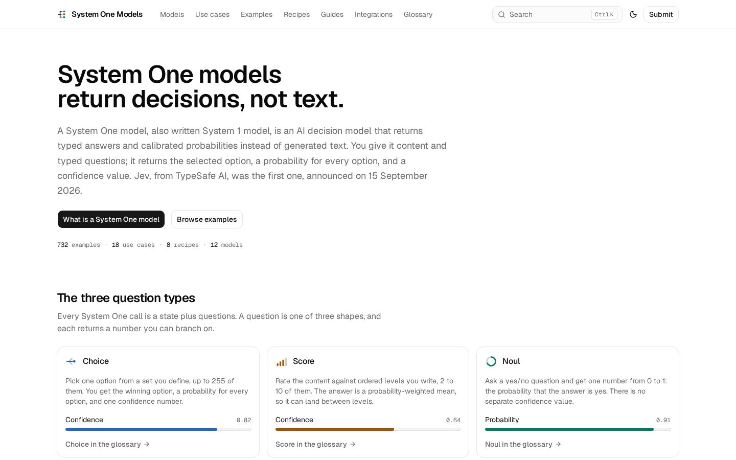 System One Models Homepage