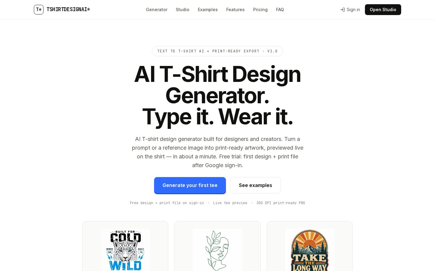 T-Shirt Design AI Homepage