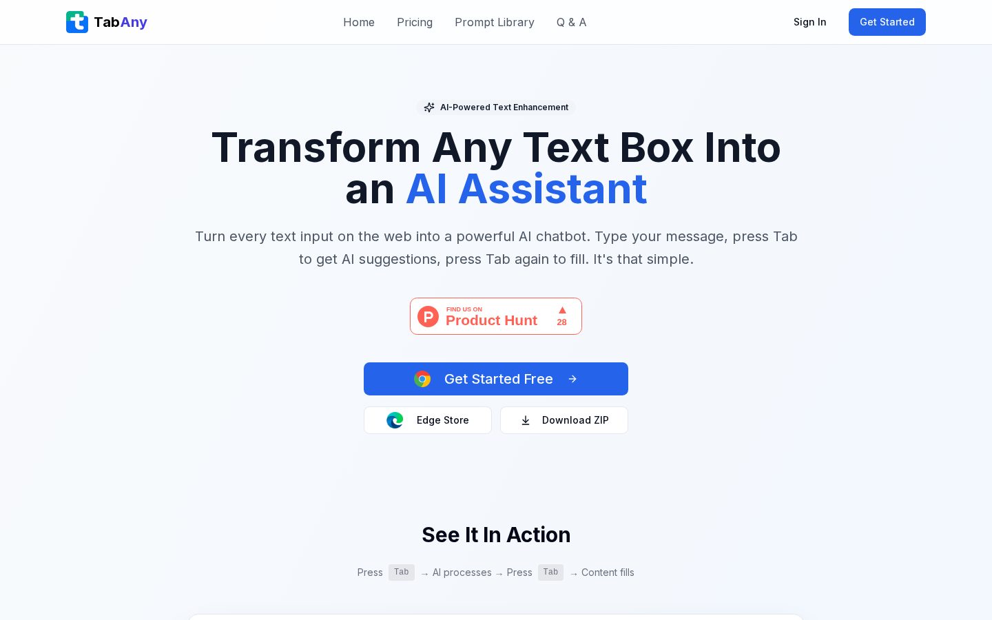 TabAny Homepage