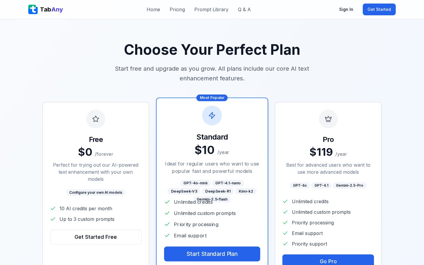 TabAny Pricing